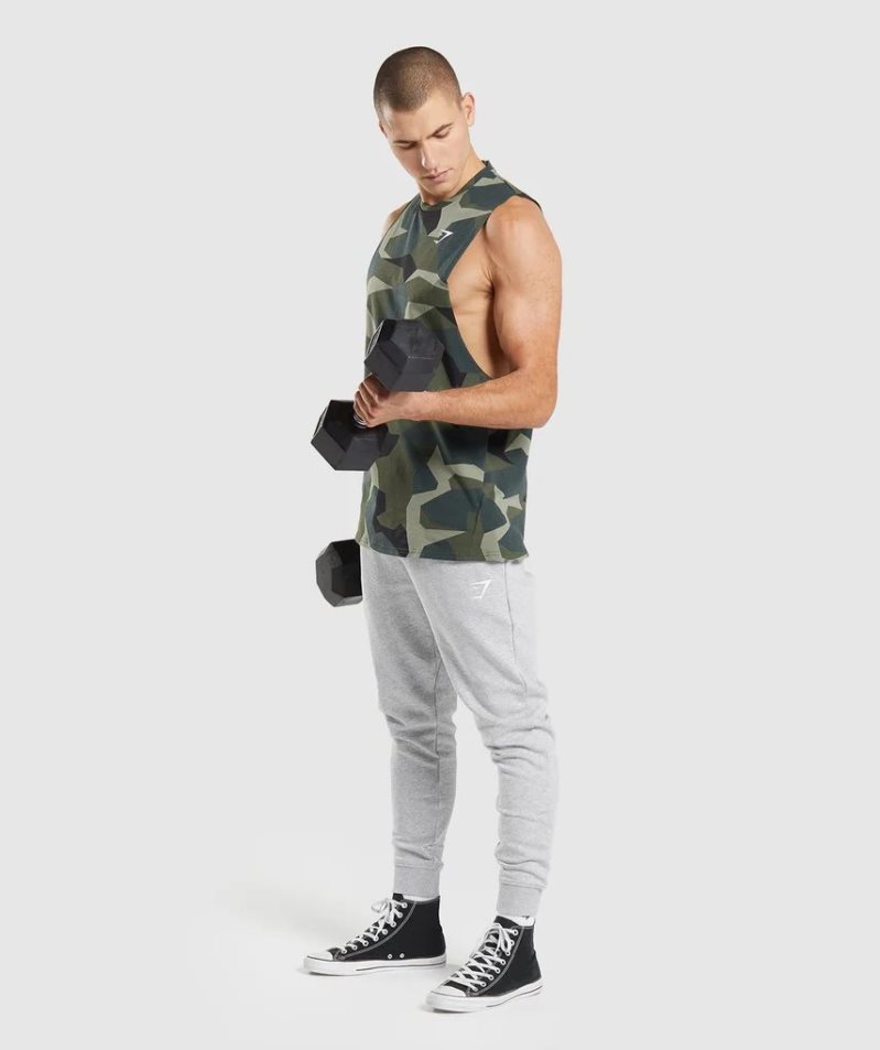 Men's Gymshark Critical Drop Arm Tanks Camo | NZ 0USLET